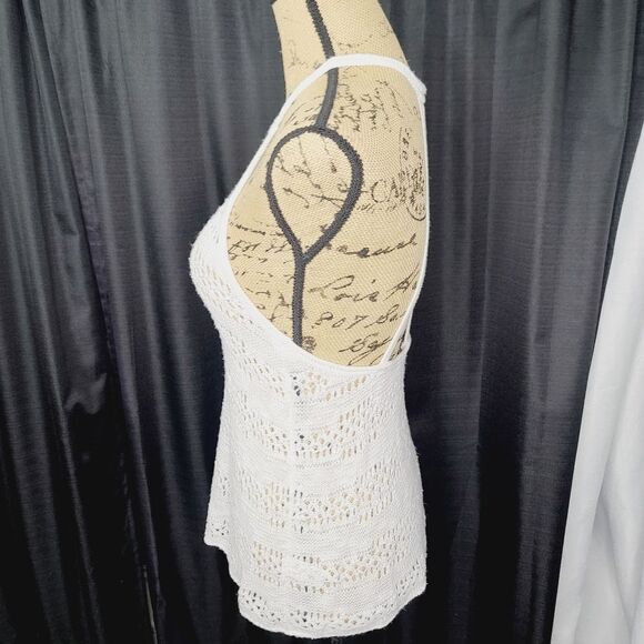 White Crochet Boho High Neck Hippie Tank Top Express Medium - Picture 2 of 10